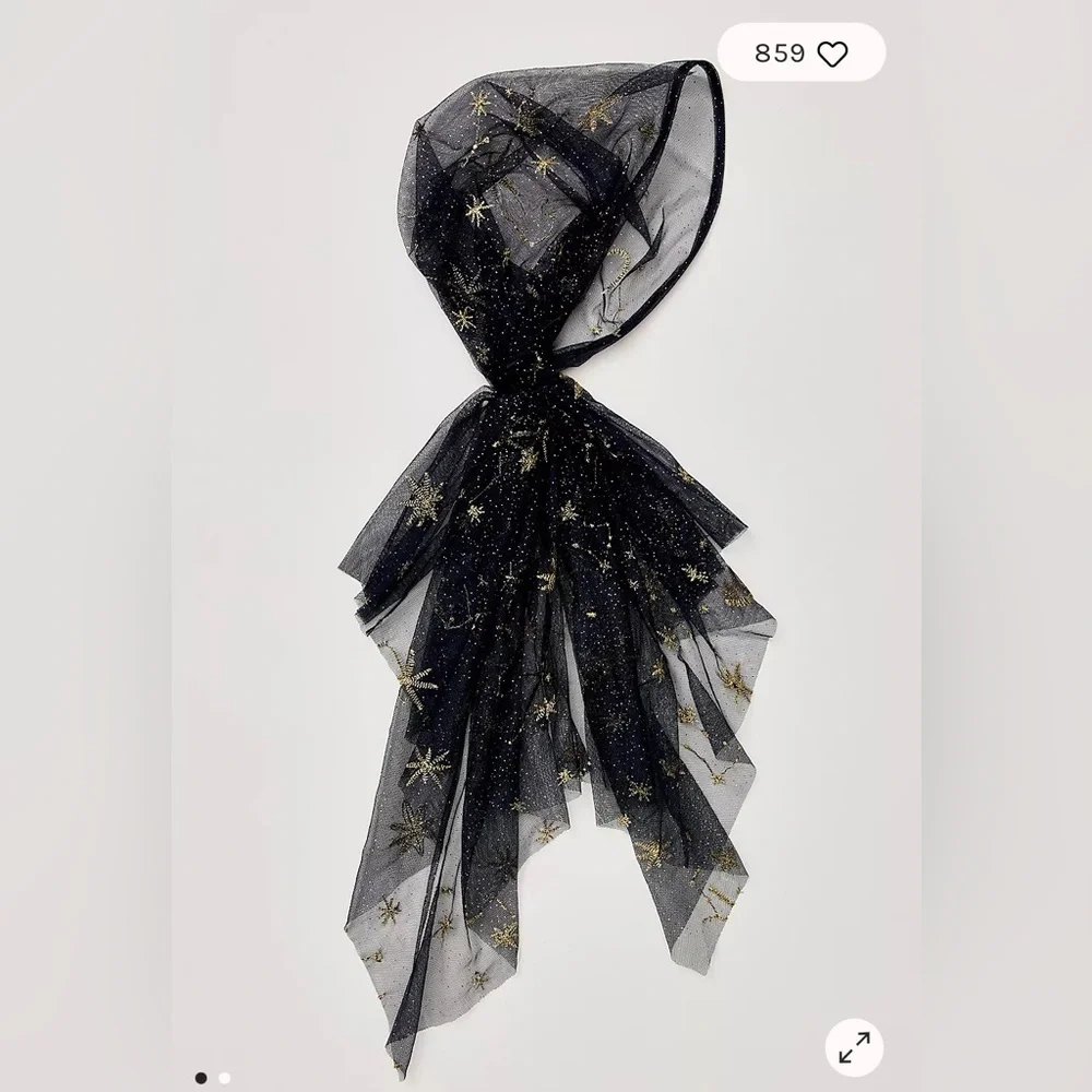 NWOT Free People Amelia Mesh Hair Scarf in Celestial Navy - Picture 1 of 2